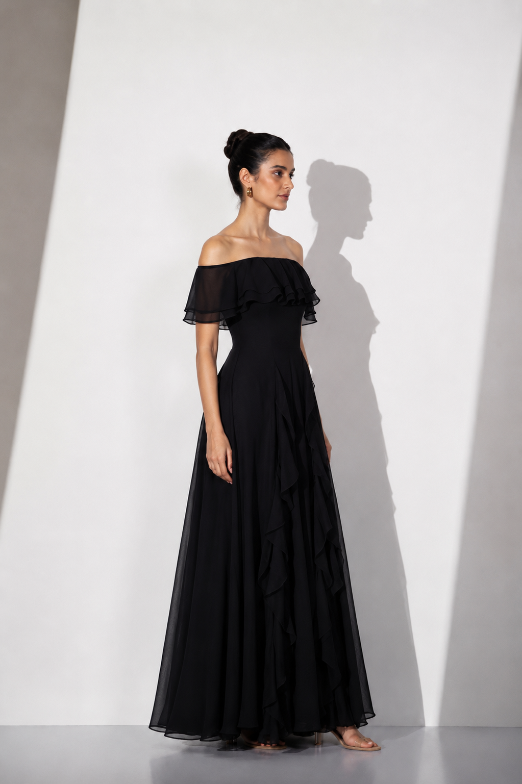 Crimson Romance Black Georgette Gown