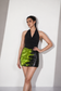 Black &amp; Green Flip Sequin Mini Skirt