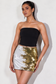 White &amp; Gold Flip Sequin Mini Skirt