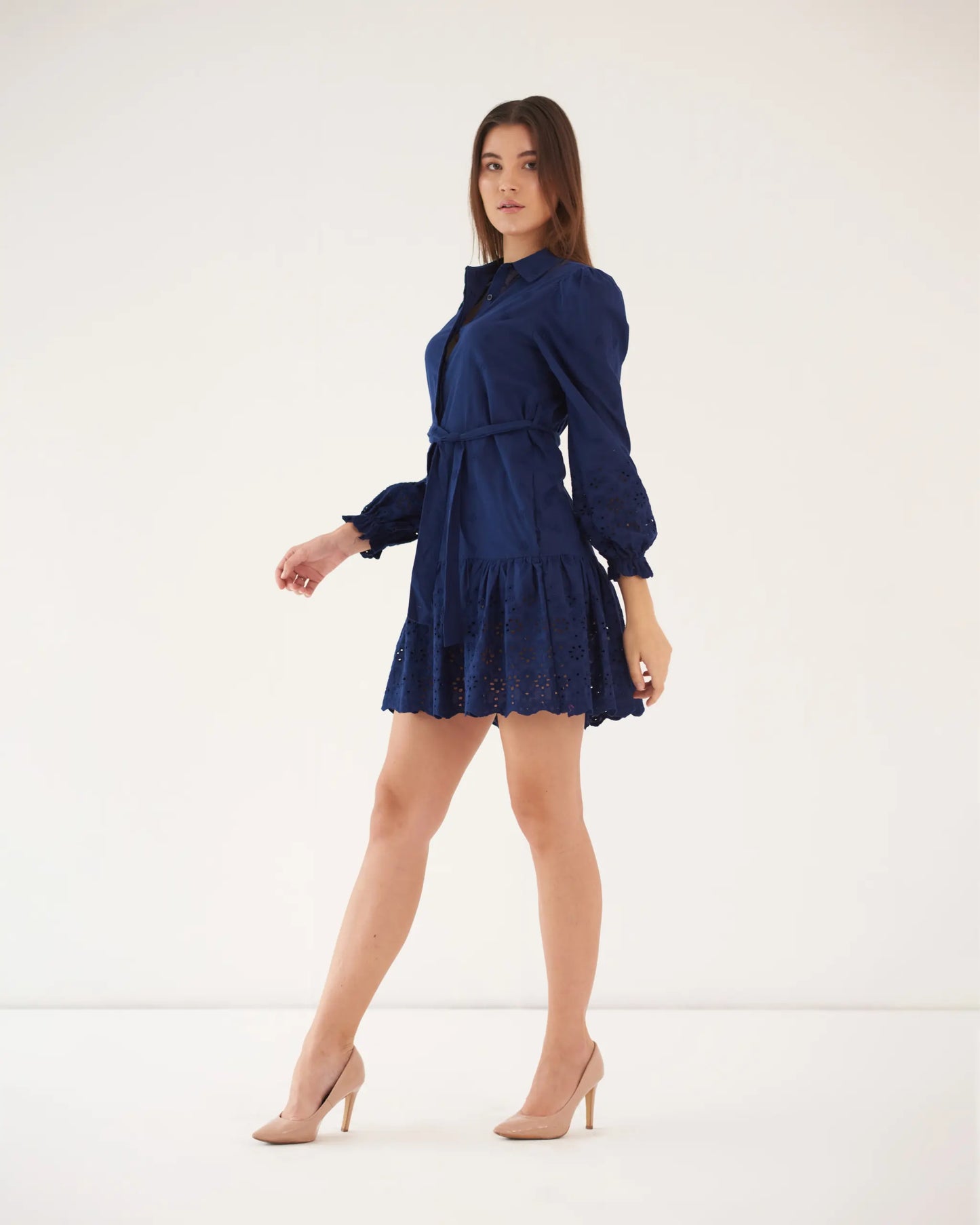 EFFORTLESS ELEGANCE - Blue cotton shirt dress