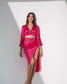 FOREVER FAVOURITE - Hot pink wrap around top with skirt (Set)