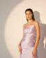 UNSTOPPABLE- Lavender satin cowl neck slip dress