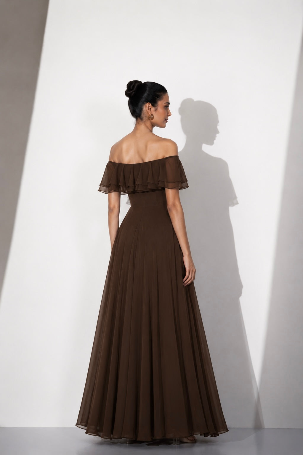 Crimson Romance Brown Georgette Gown