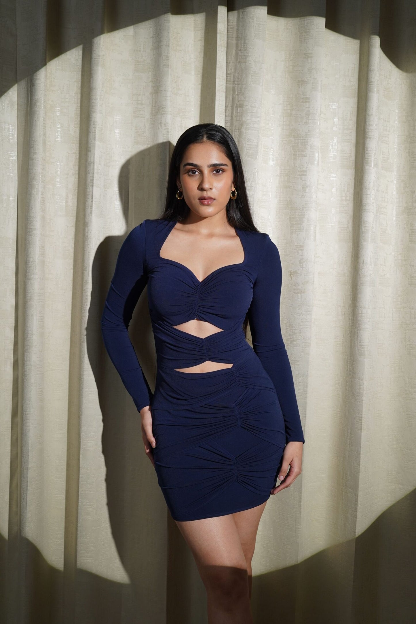 NOIR - STRETCHABLE DARK BLUE LYCRA DRESS