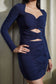 NOIR - STRETCHABLE DARK BLUE LYCRA DRESS