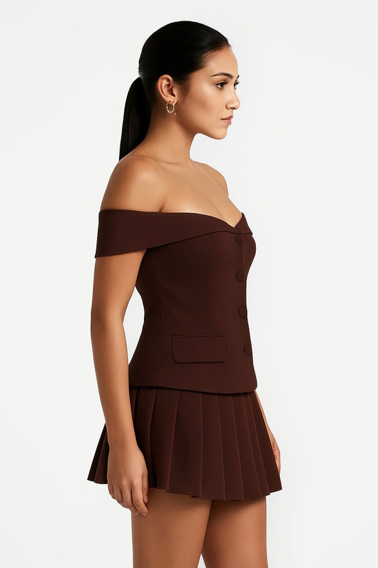 Mocha Pleated Power Set