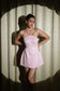 Moonlit Grace - shiny baby pink short dress