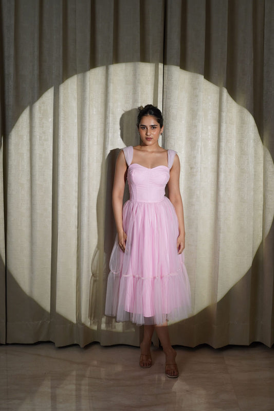 MAJESTIC LOVE - SOFT PINK FLARED DRESS