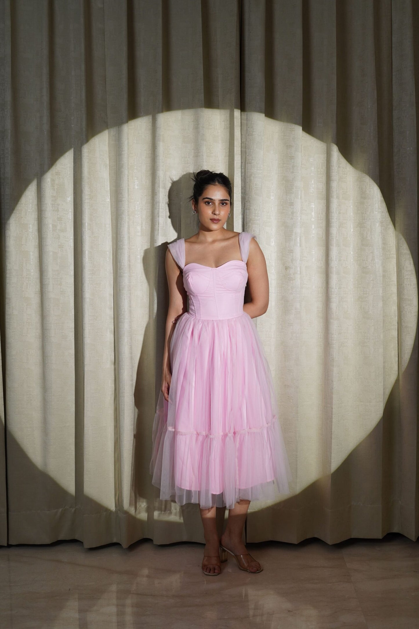 MAJESTIC LOVE - SOFT PINK FLARED DRESS