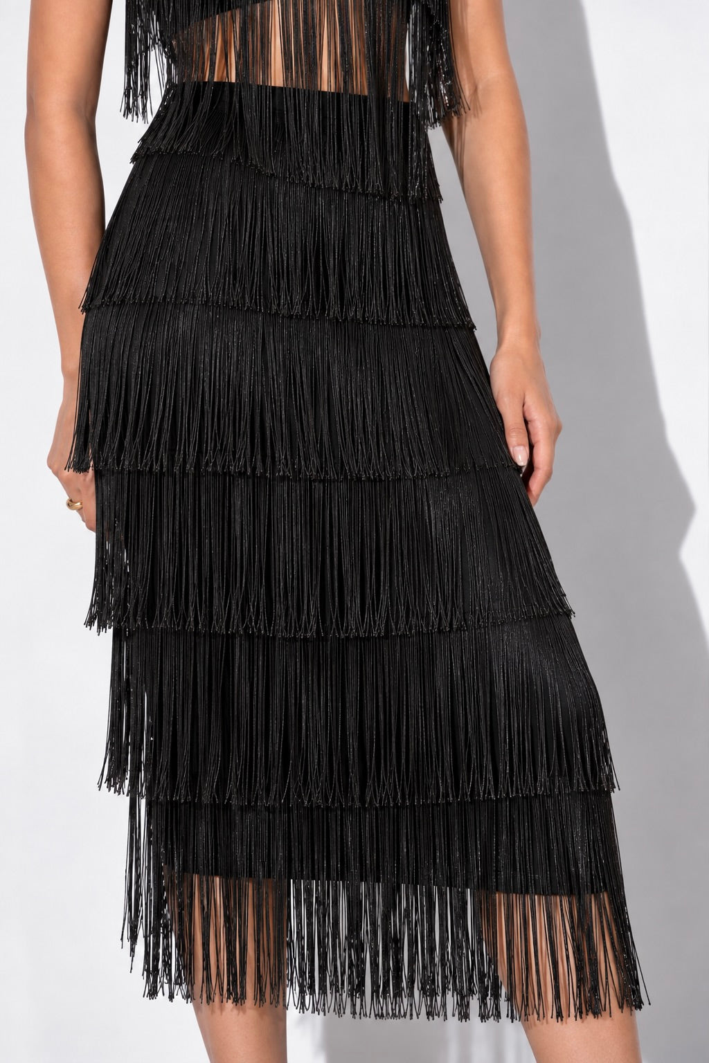 Black Fringe Lycra Co-Ord Set