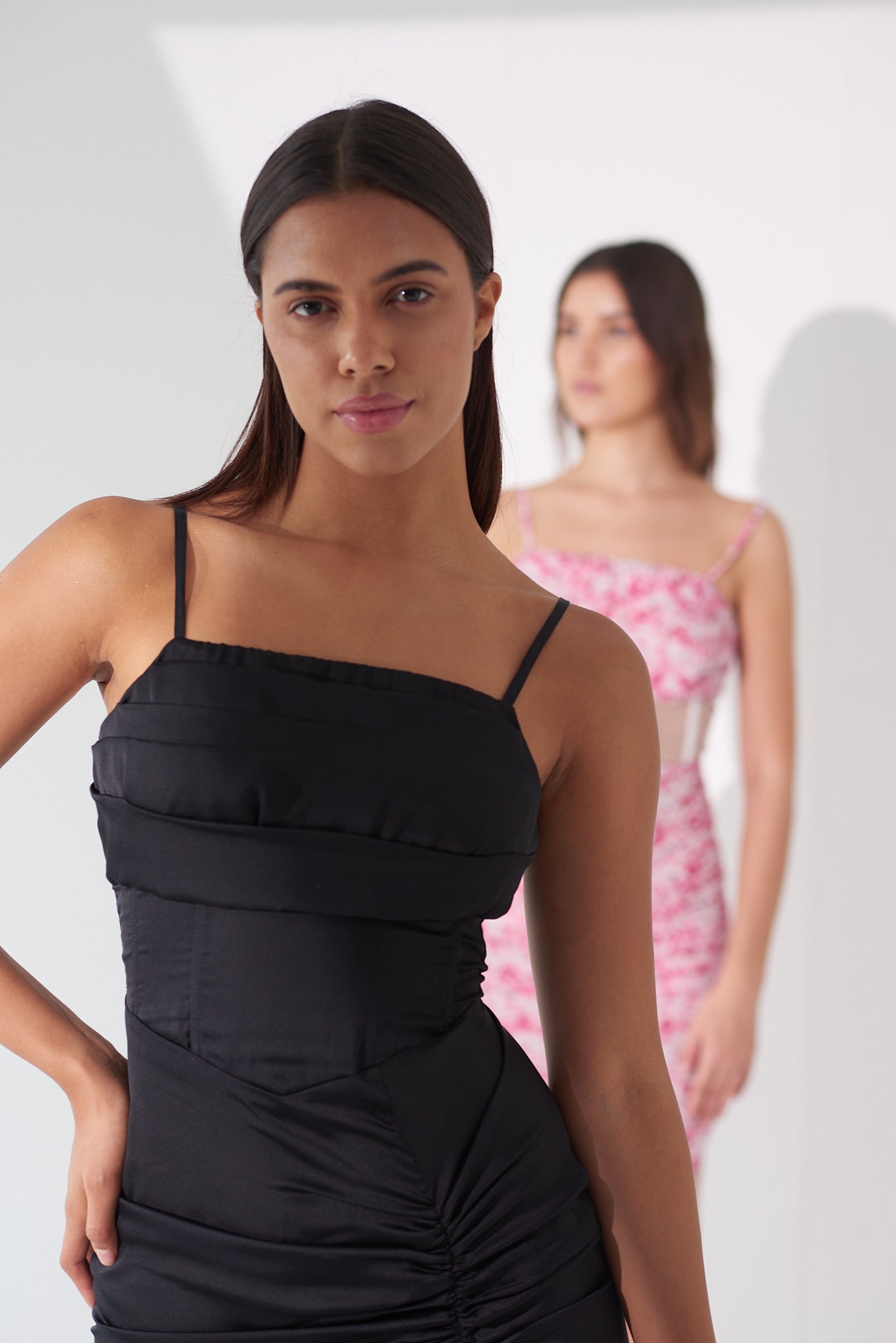 UNCONDITIONAL LOVE - Black satin corset dress