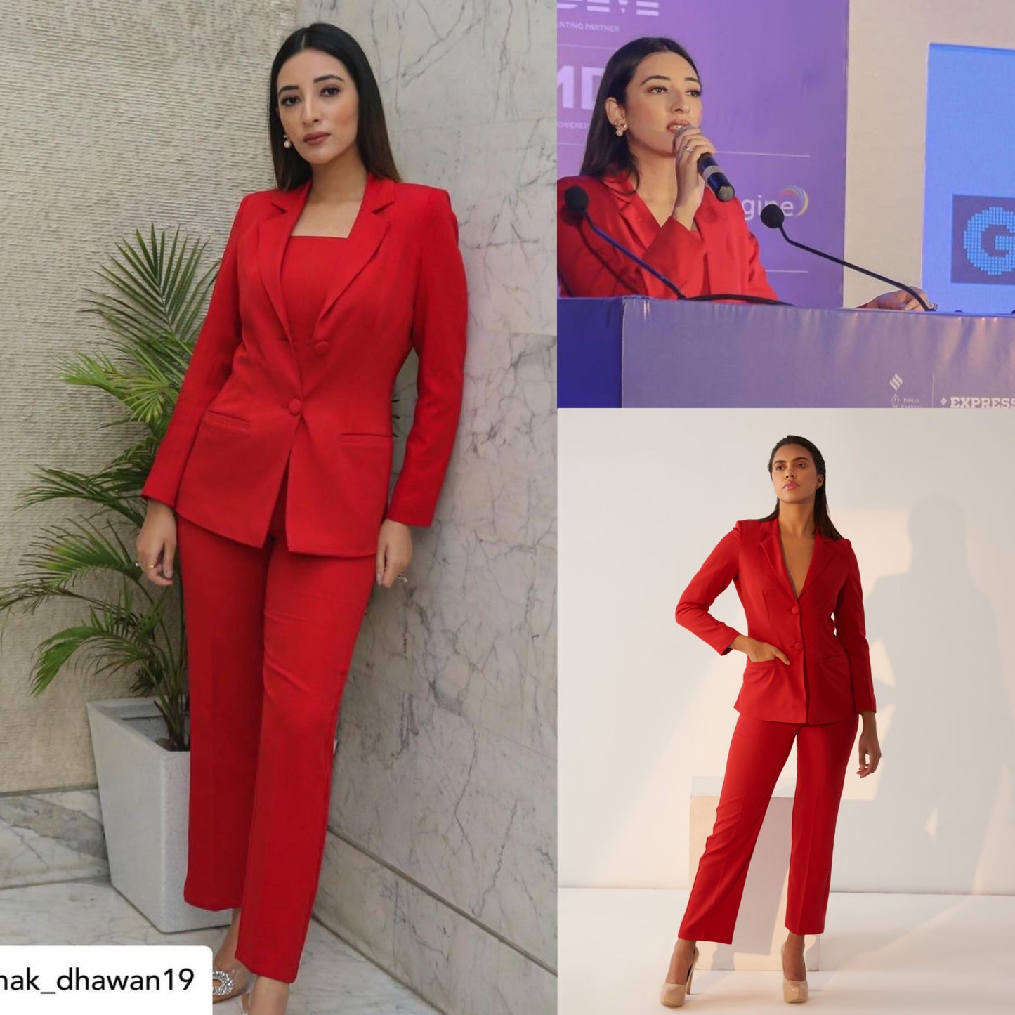 ICONIC - Red blazer with straight pants (Set)