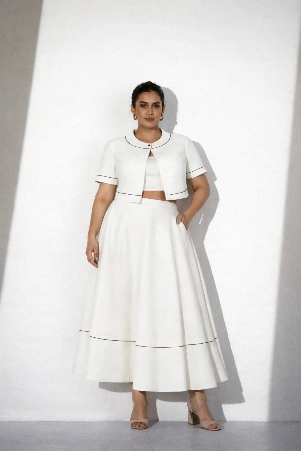 White Layered Skirt Co-ord Set