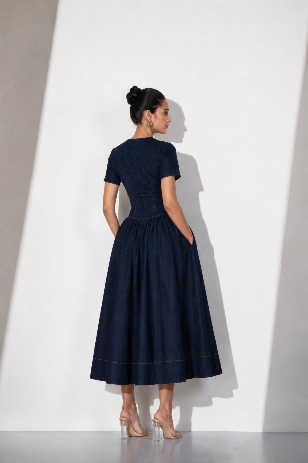 Indigo Charm Denim Midi Dress