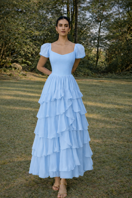 Blue Tiered Maxi Dress