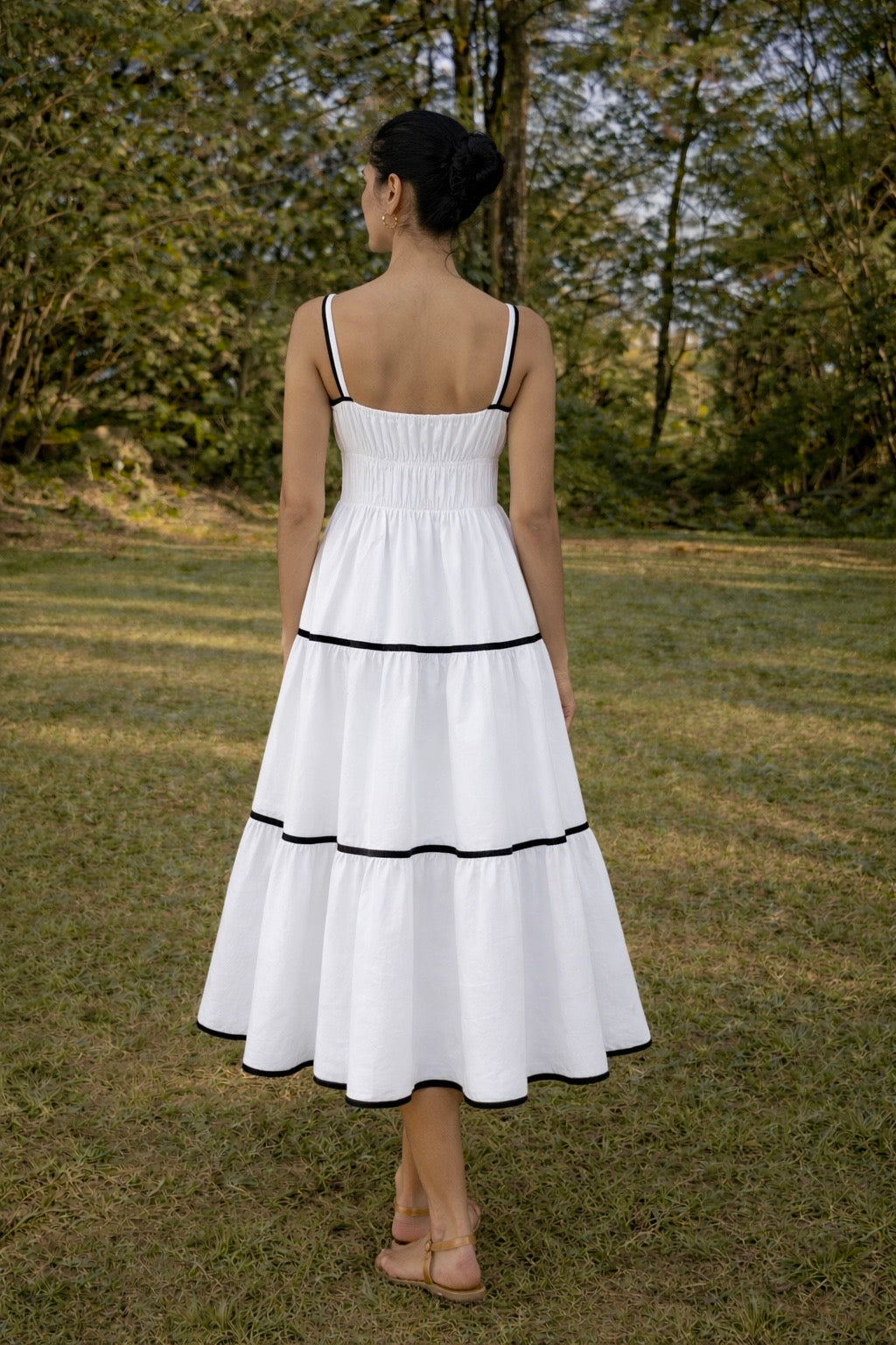 White Tiered Midi Dress