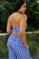 Blue Gingham Top and Wide-Leg Pants Co-Ord Set