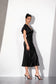 Black Satin V-Neck Midi Dress