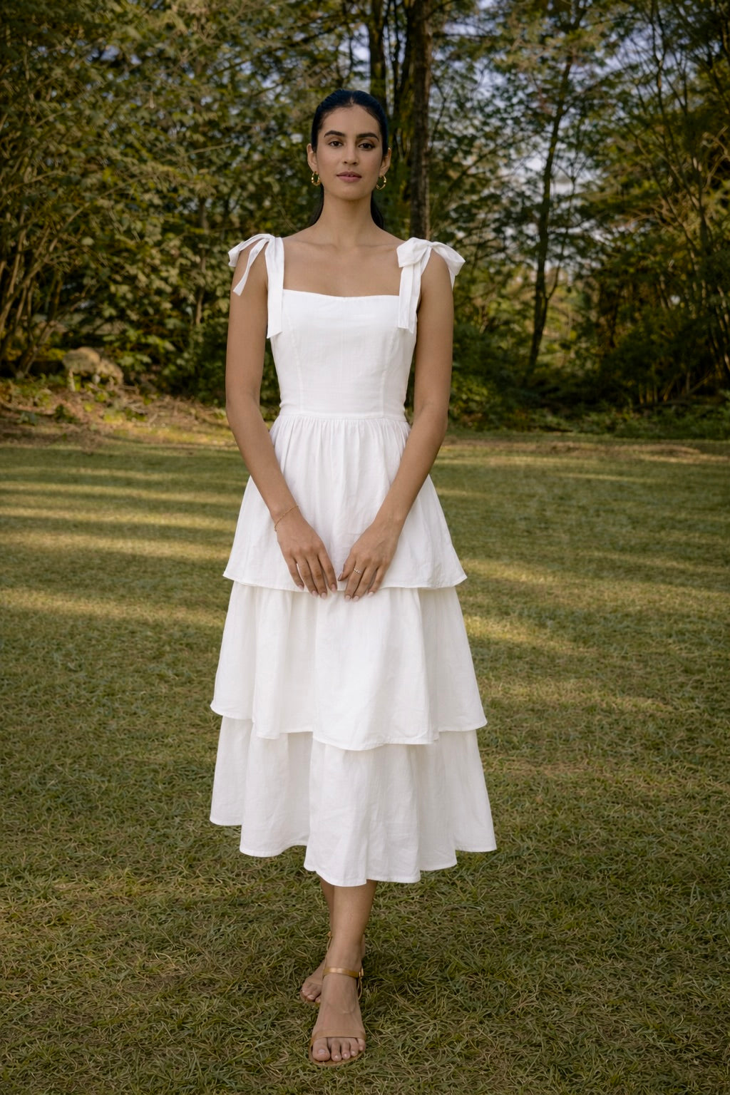 white tiered midi dress White Tiered Midi Dress – MYCLO