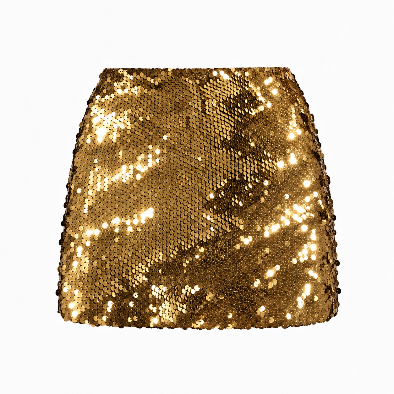 White &amp; Gold Flip Sequin Mini Skirt