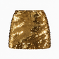 White &amp; Gold Flip Sequin Mini Skirt