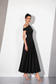 Black One-Shoulder Pleated Midi Dress