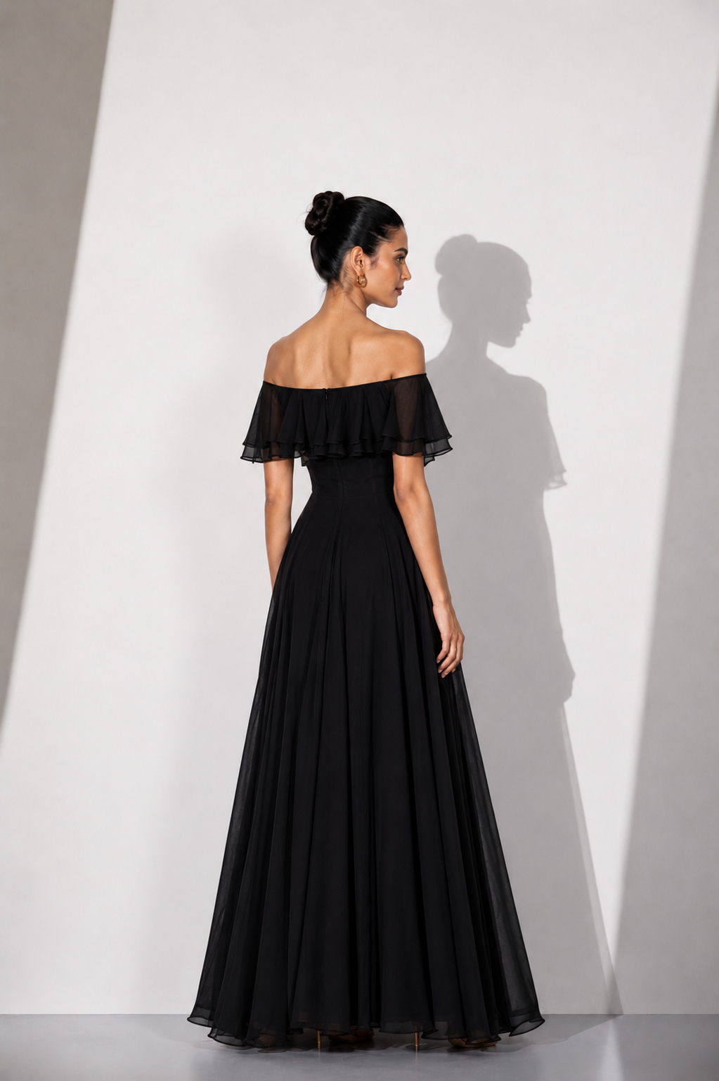 Crimson Romance Black Georgette Gown
