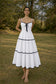 White Tiered Midi Dress