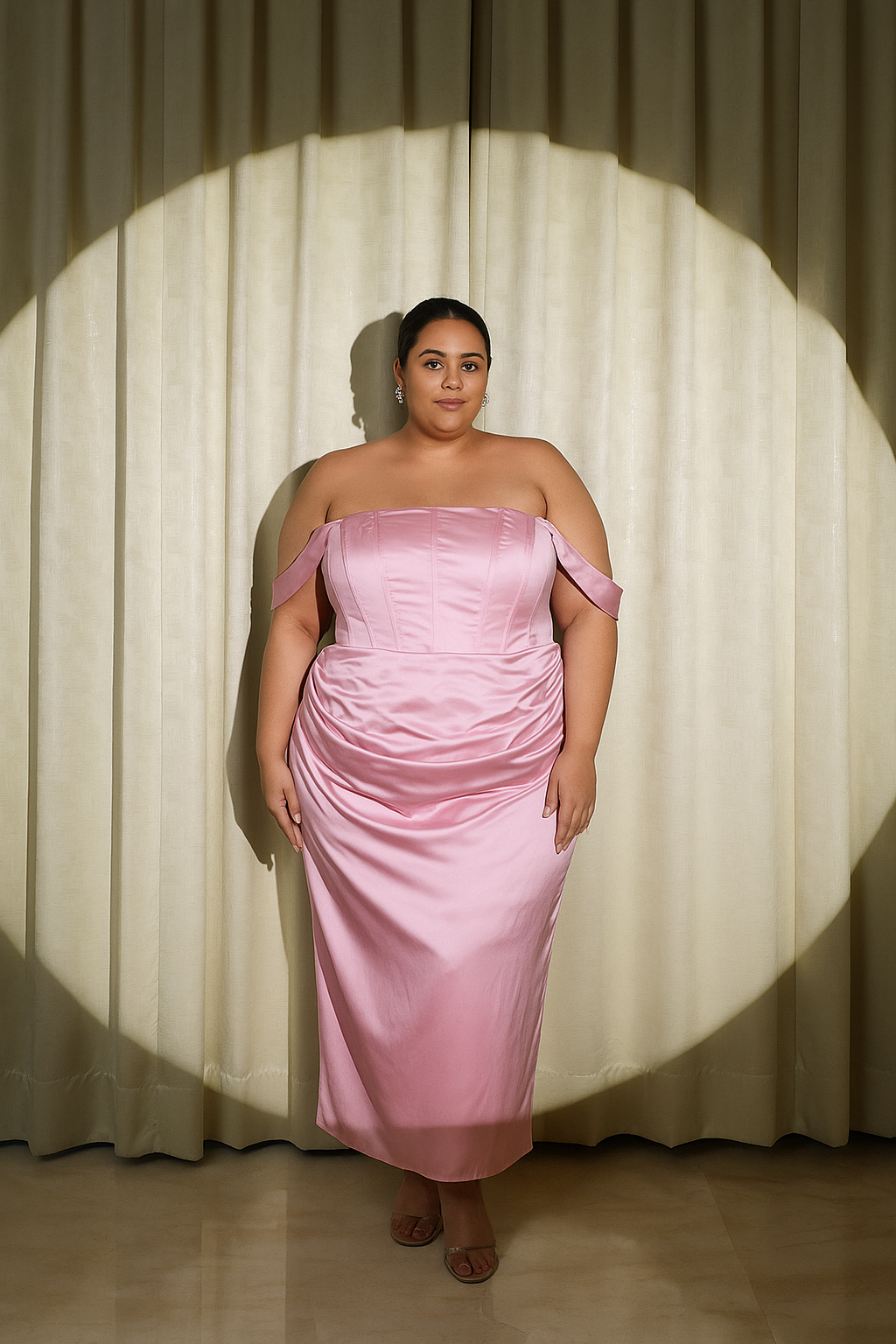 MIDNIGHT MAGIC - PINK CORSET-STYLE TOP AND A LONG, GATHERED DETAILING SKIRT