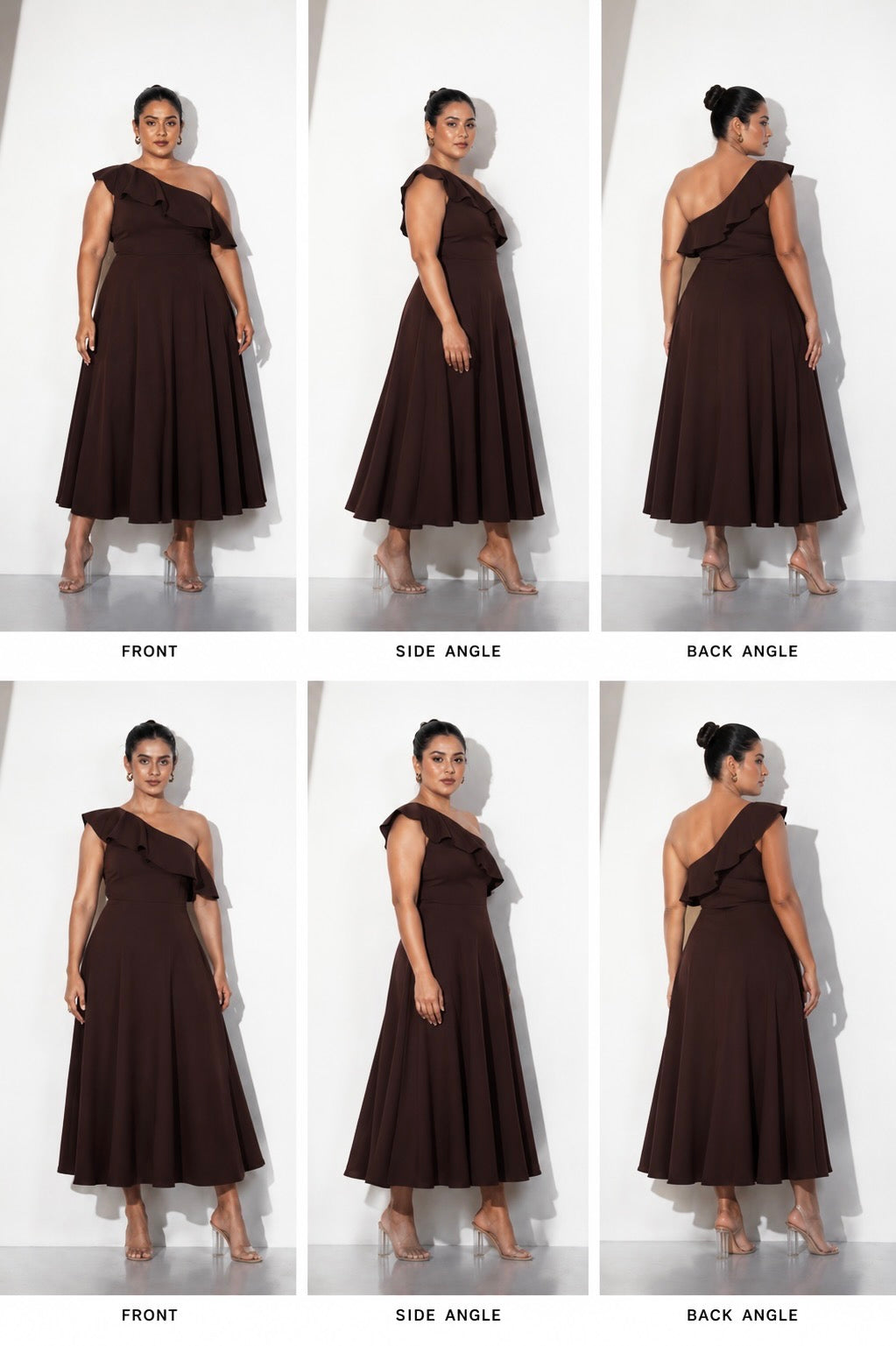 Mocha Belle One-Shoulder Midi Dress