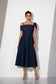 Indigo Drape Denim Midi Dress