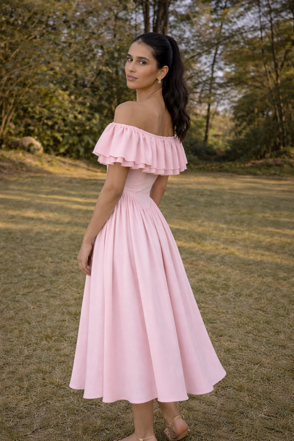 Baby Pink Midi Dress