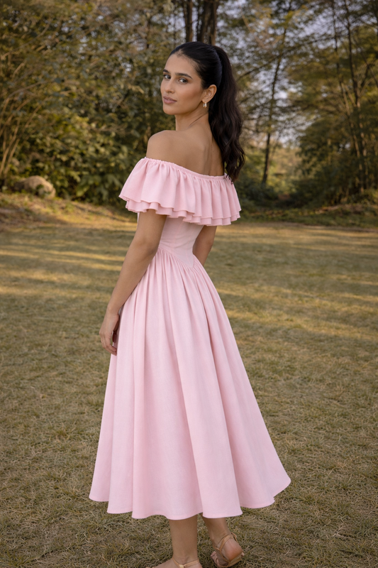 Baby Pink Midi Dress