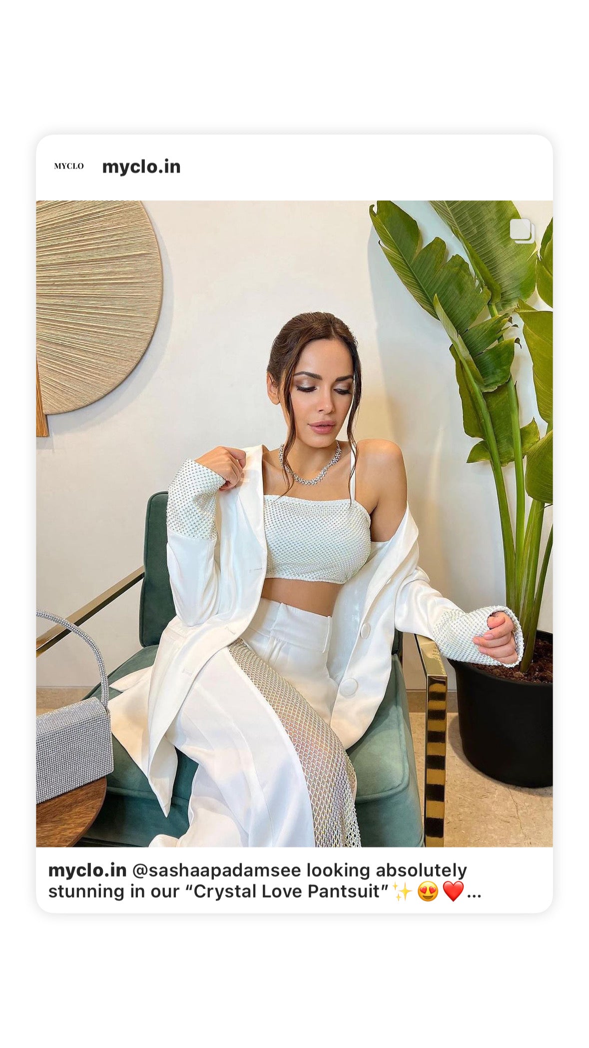 CRYSTAL LOVE - White Crystal Mesh Blazer with Pants and  a Bralette-style top