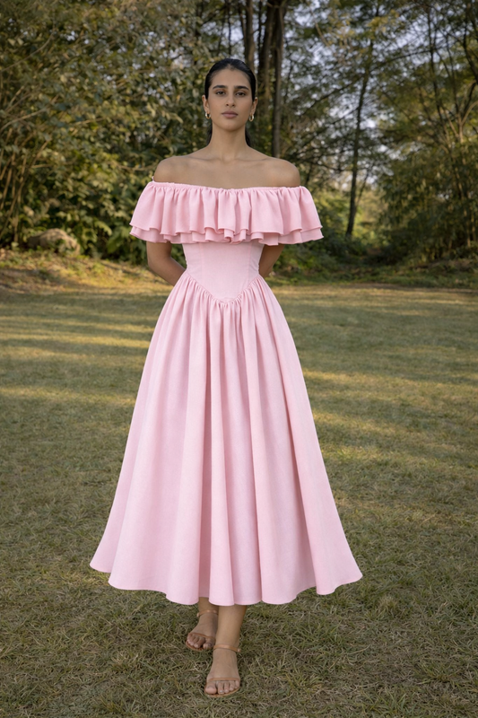 Baby Pink Midi Dress