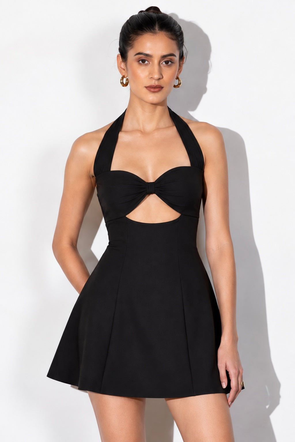 Black Halter Cut-Out Mini Dress