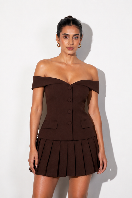 Mocha Pleated Power Set