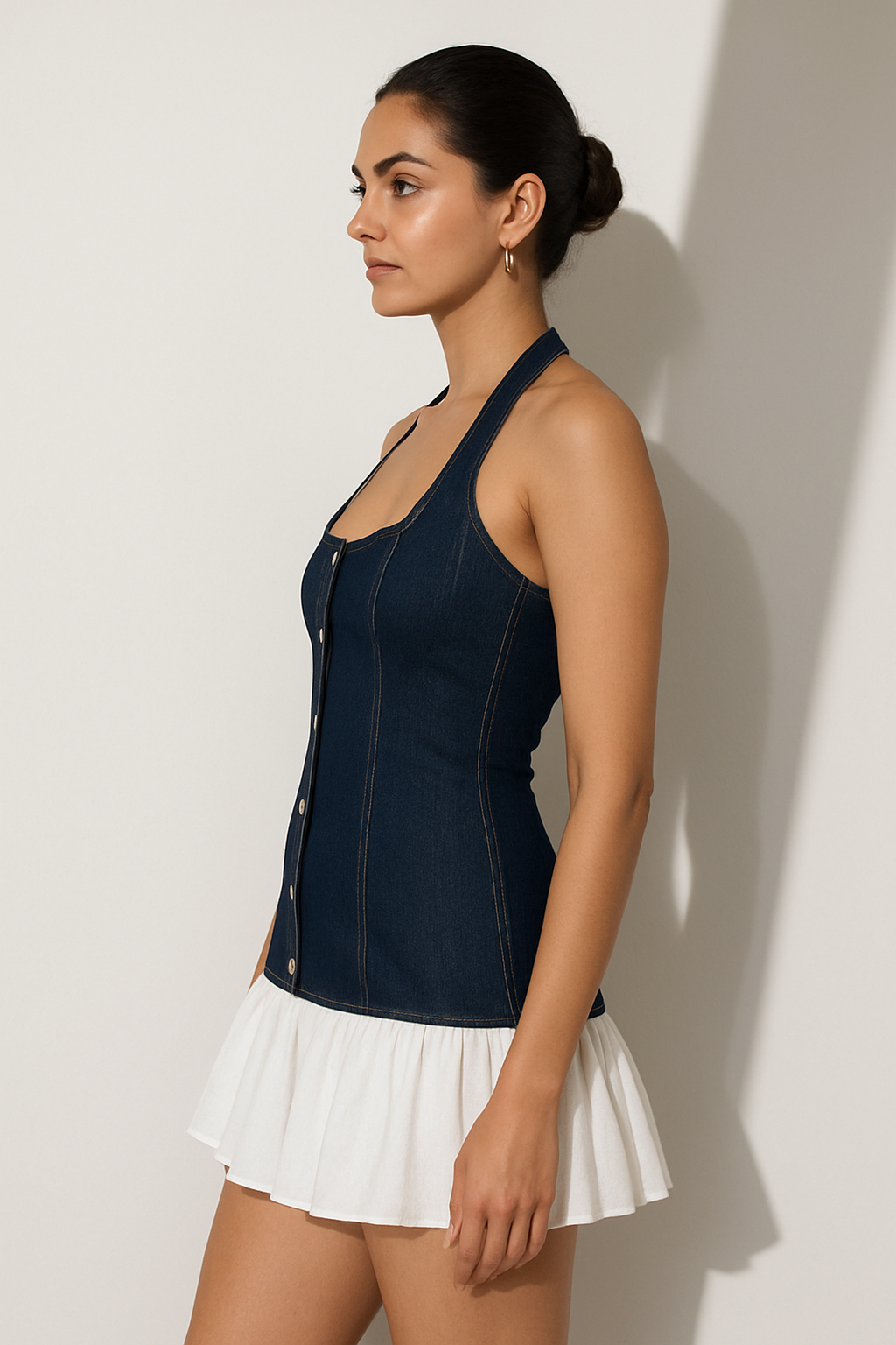 Denim Halter Mini Dress