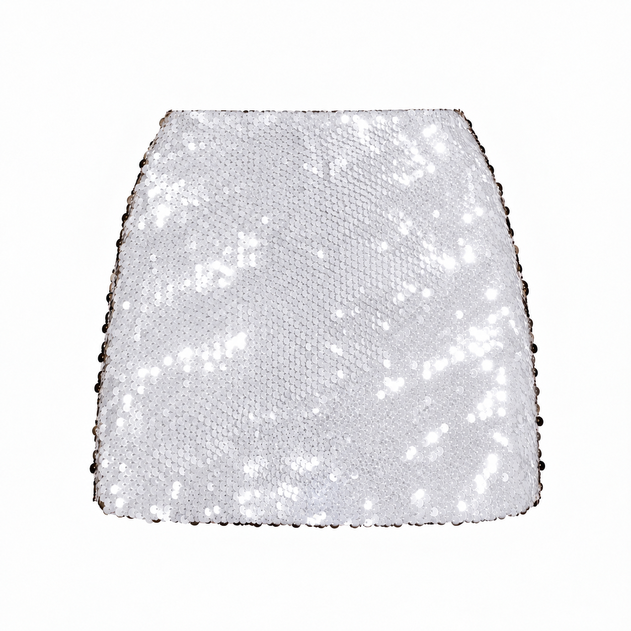 White &amp; Gold Flip Sequin Mini Skirt