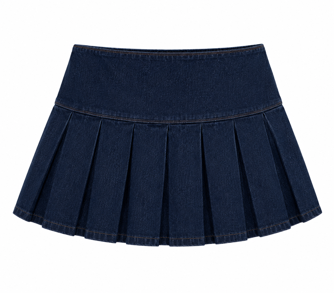 Dark Blue Denim Pleated Mini Skirt