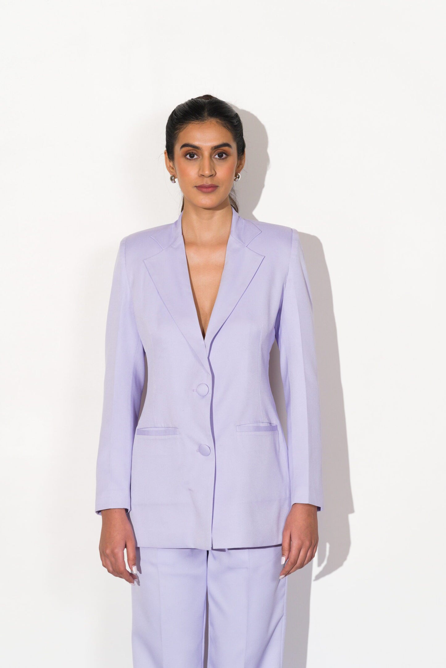 SCULPTED LAVENDER DOUBLE BREASTED PANTSUIT