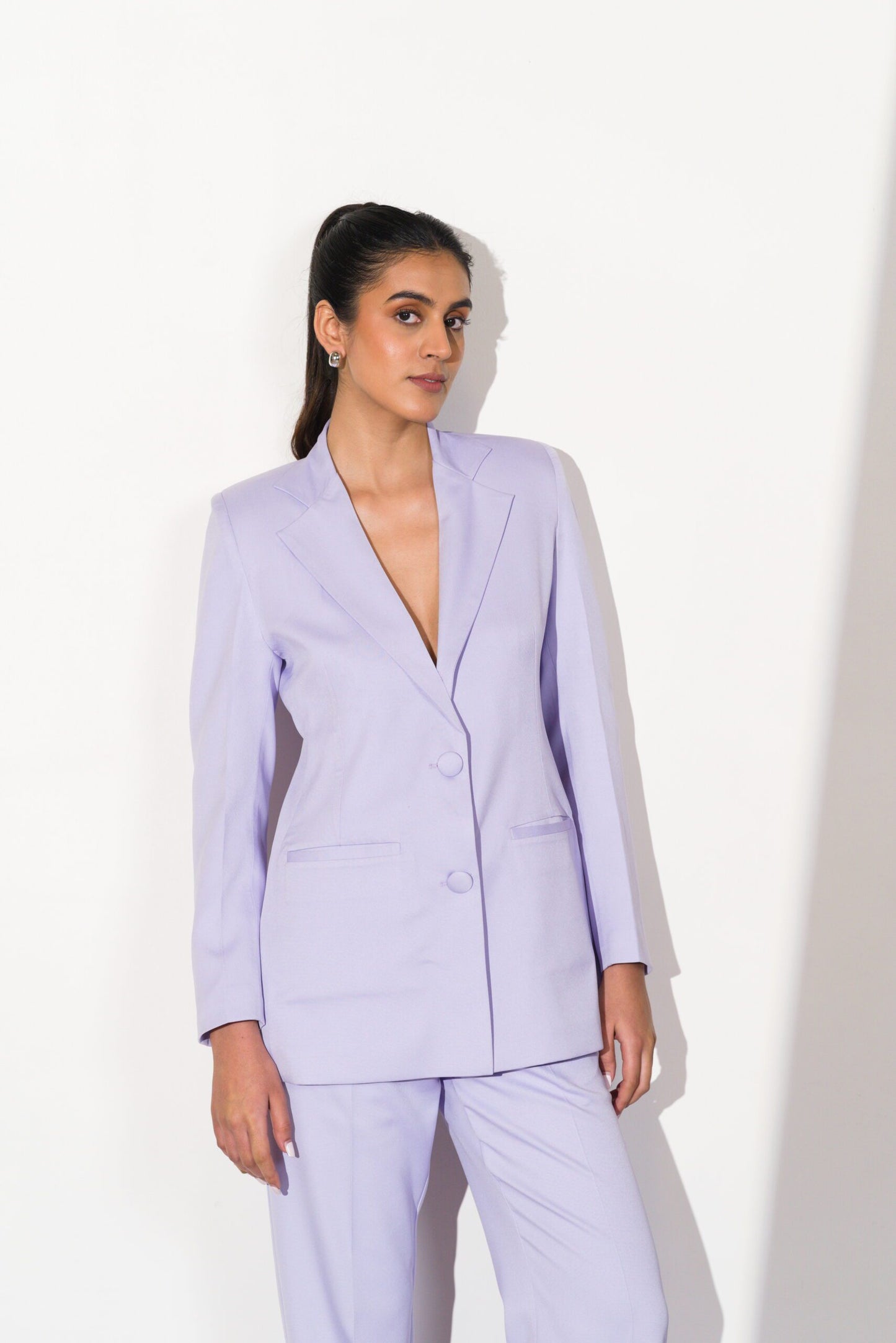 SCULPTED LAVENDER DOUBLE BREASTED PANTSUIT