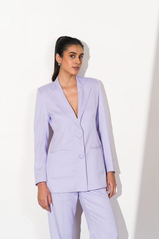 SCULPTED LAVENDER DOUBLE BREASTED PANTSUIT