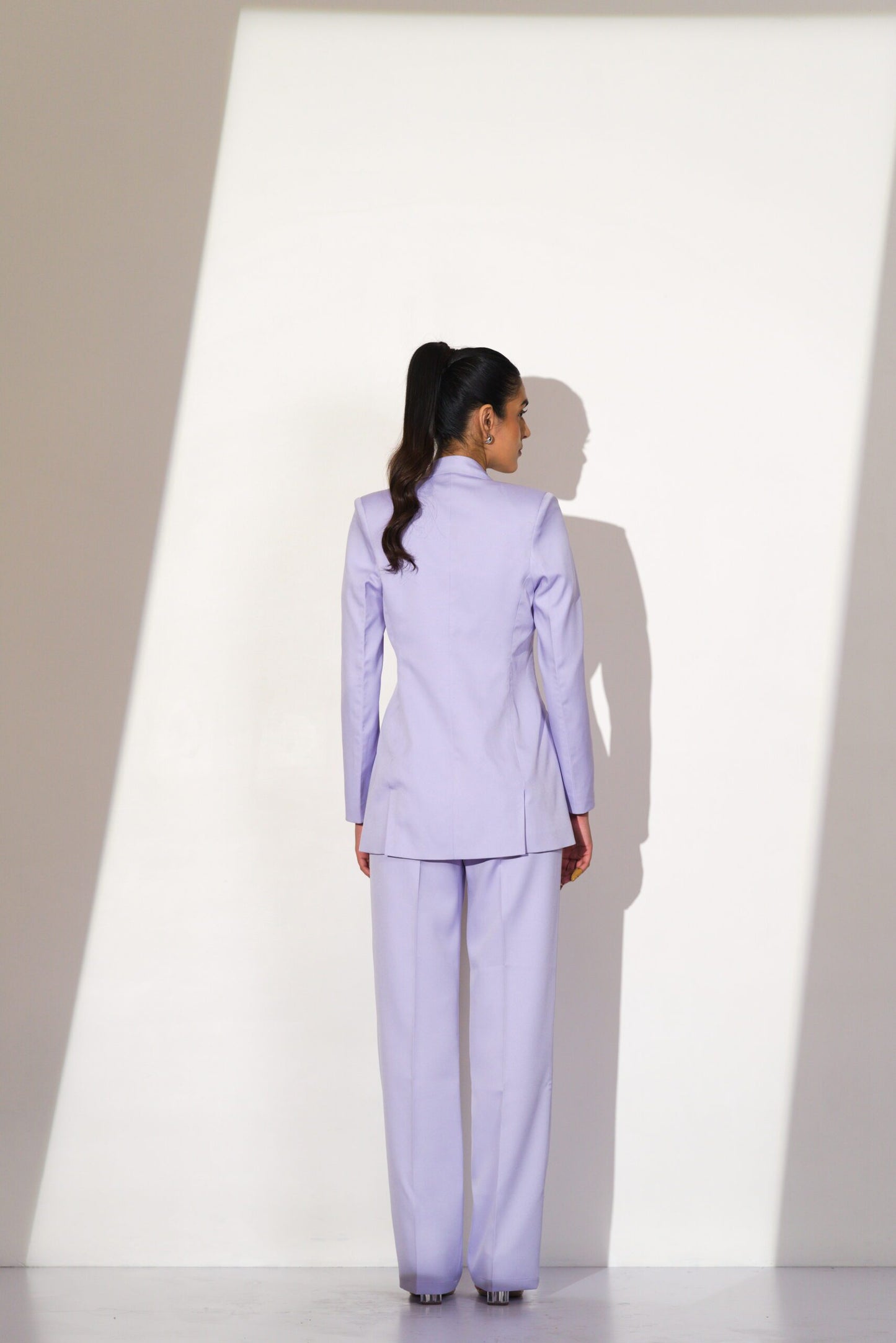 SCULPTED LAVENDER DOUBLE BREASTED PANTSUIT
