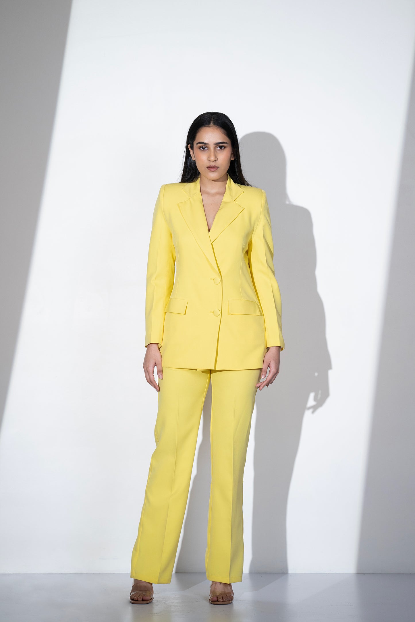 VIBRANT YELLOW DOUBLE-BREASTED PANTSUIT