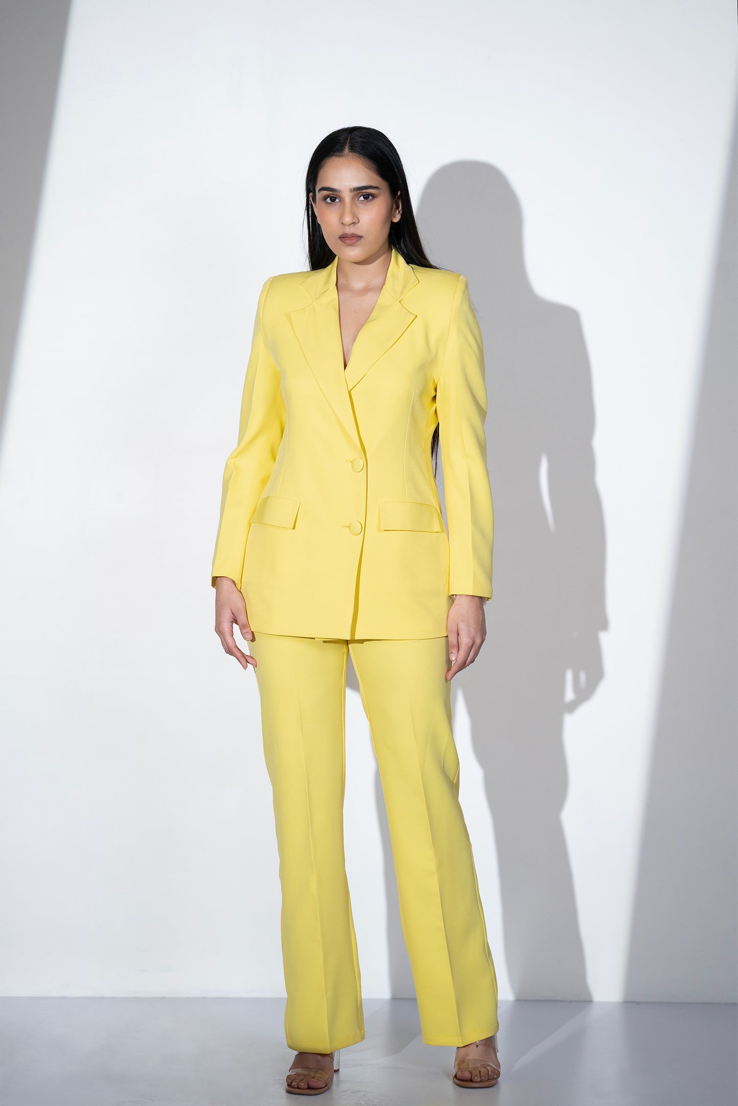 VIBRANT YELLOW DOUBLE-BREASTED PANTSUIT