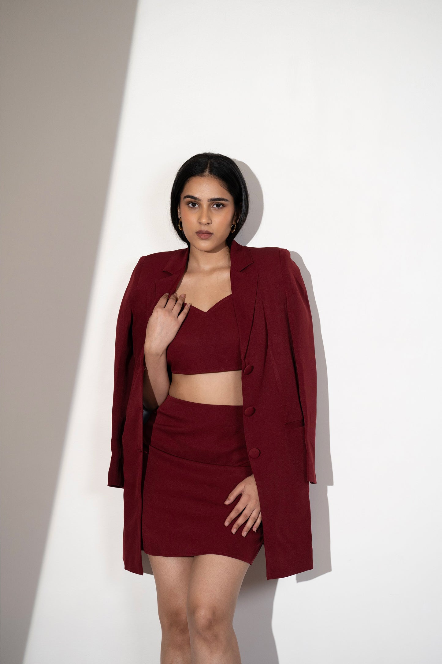 TAILORED MAROON BLAZER SET