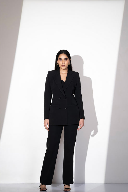 TIMELESS DOUBLE BREASTED BLACK  PANTSUIT