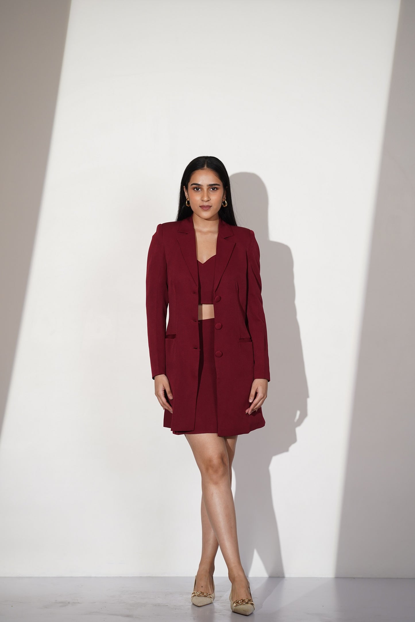 TAILORED MAROON BLAZER SET