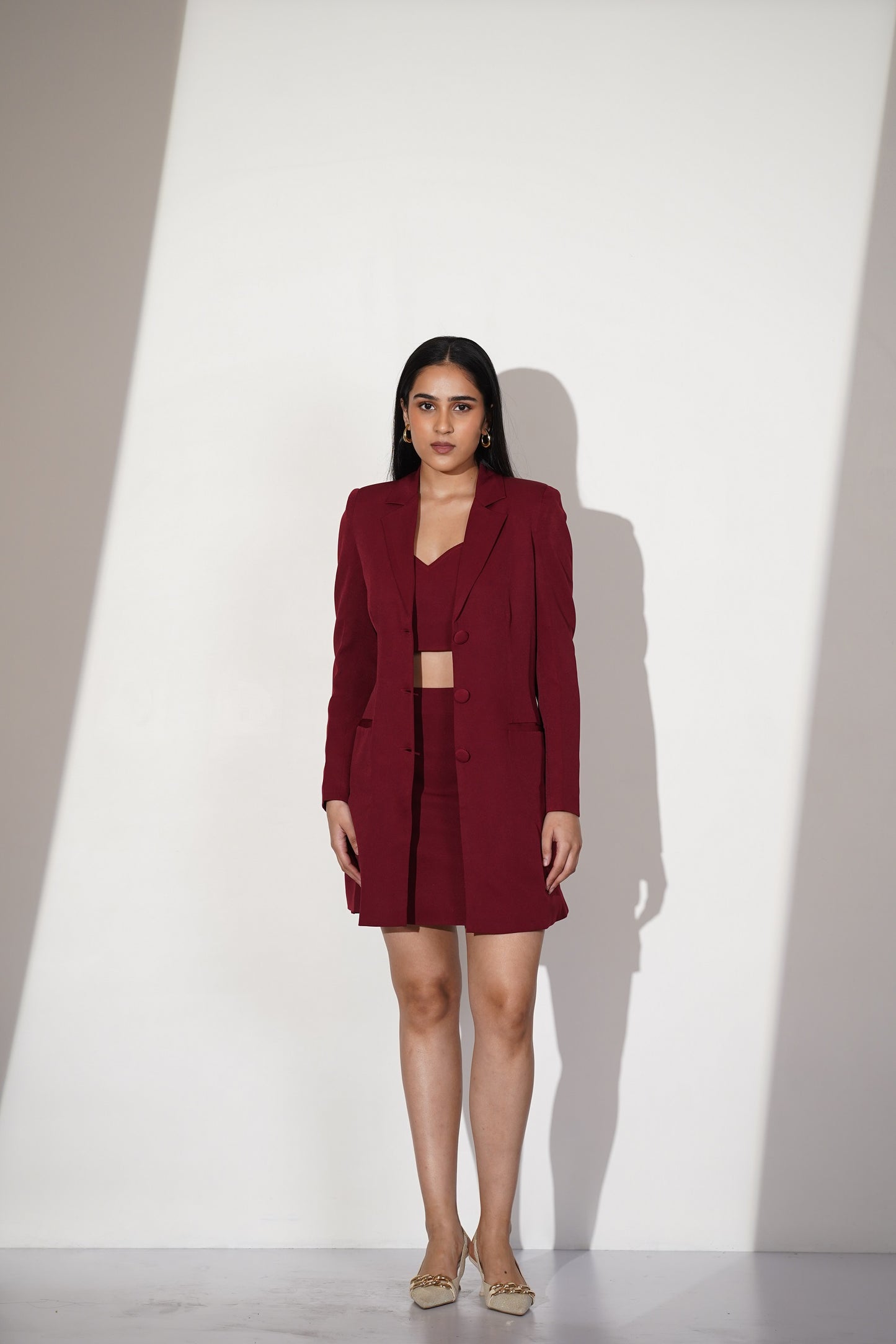 TAILORED MAROON BLAZER SET